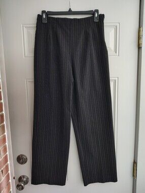 Worthington Stretch Pinstripe Dress Pants Black Gray Business Casual Workwear 8S